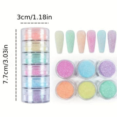 6pcs Nail Glitter Powder Pink Dust Sand Powder Candy Coat Manicure Nail Art