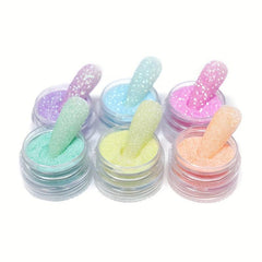 6pcs Nail Glitter Powder Pink Dust Sand Powder Candy Coat Manicure Nail Art