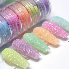 6pcs Nail Glitter Powder Pink Dust Sand Powder Candy Coat Manicure Nail Art