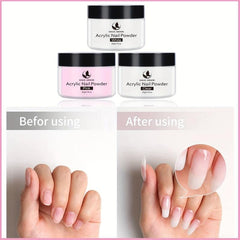 3PCS Acrylic Powder Clear Pink Long Lasting Nail Art DIY 20g