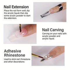 3PCS Acrylic Powder Clear Pink Long Lasting Nail Art DIY 20g