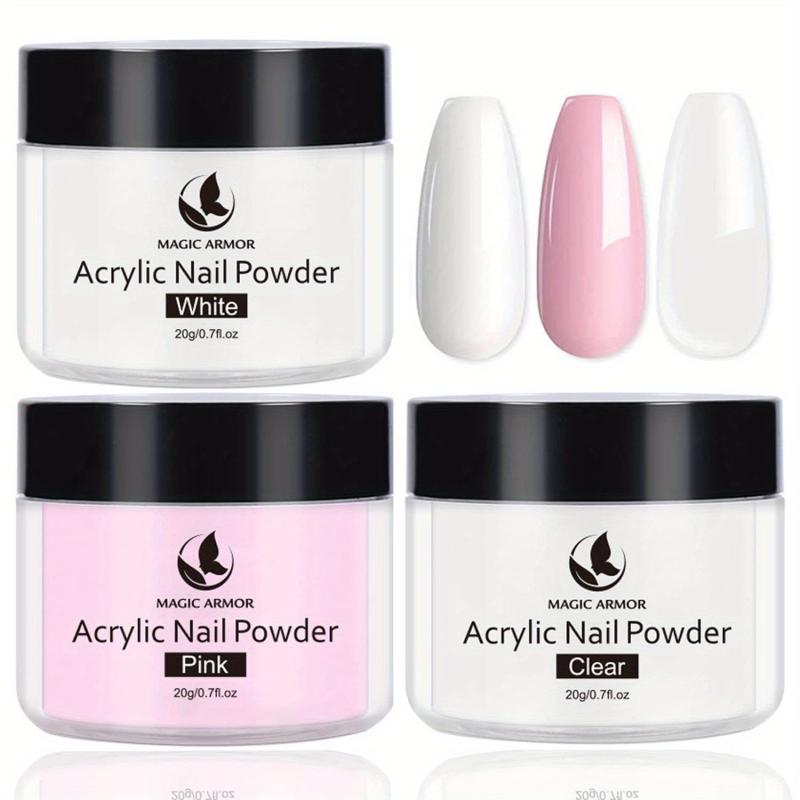 3PCS Acrylic Powder Clear Pink Long Lasting Nail Art DIY 20g