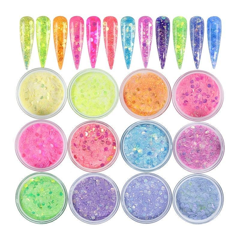 Acrylic Crystal Powder Nail Art Carving Powder With Sequins