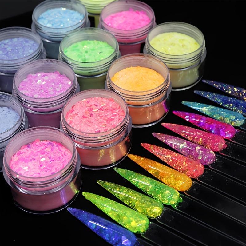Acrylic Crystal Powder Nail Art Carving Powder With Sequins