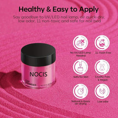 11 Pcs Dip Powder Nail Kit Starter 4 Colors Hot Pink Purple Fluoresce