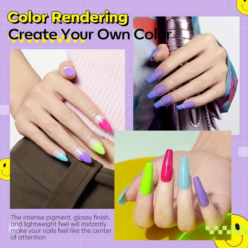 11 Pcs Dip Powder Nail Kit Starter 4 Colors Hot Pink Purple Fluoresce