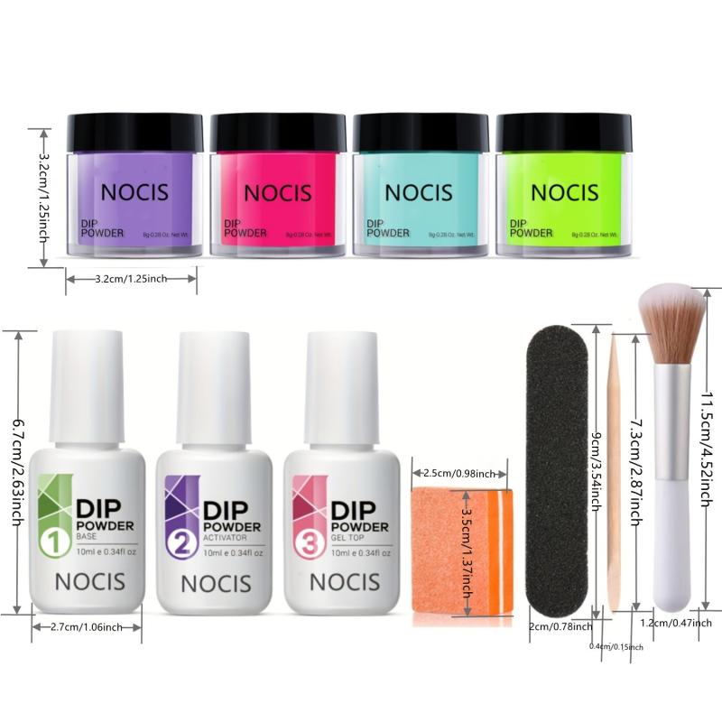 11 Pcs Dip Powder Nail Kit Starter 4 Colors Hot Pink Purple Fluoresce