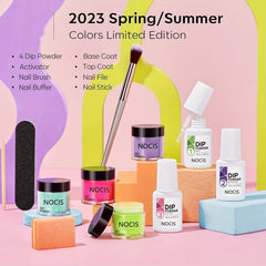 11 Pcs Dip Powder Nail Kit Starter 4 Colors Hot Pink Purple Fluoresce