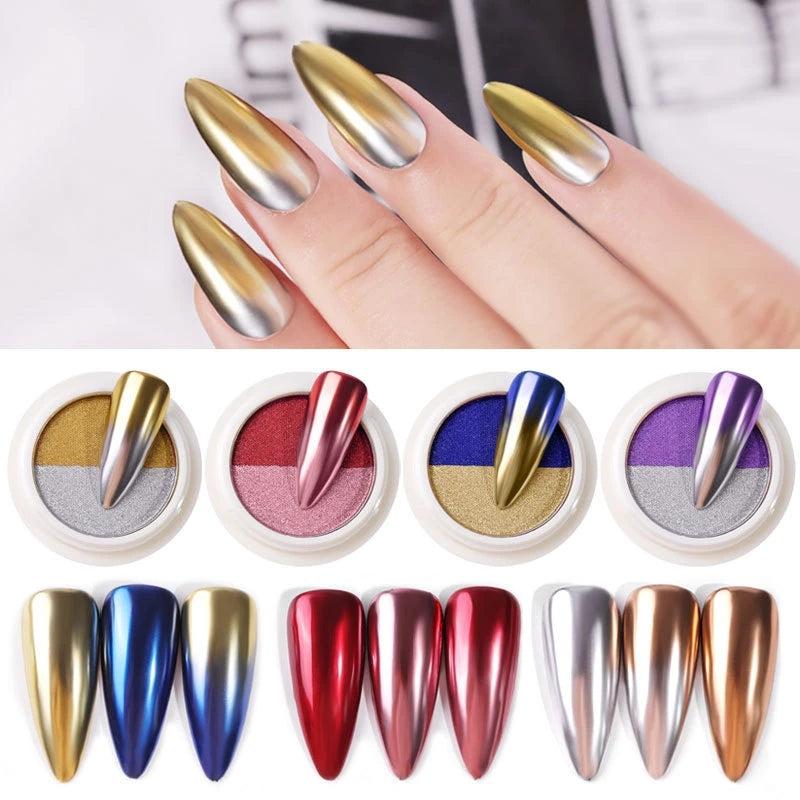 2Pc Mirror Nail Glitter Powder Metallic Nail Pigment