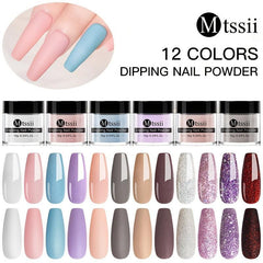 Purple Glitter Nail Dipping Powder Set with Nail File & Brush