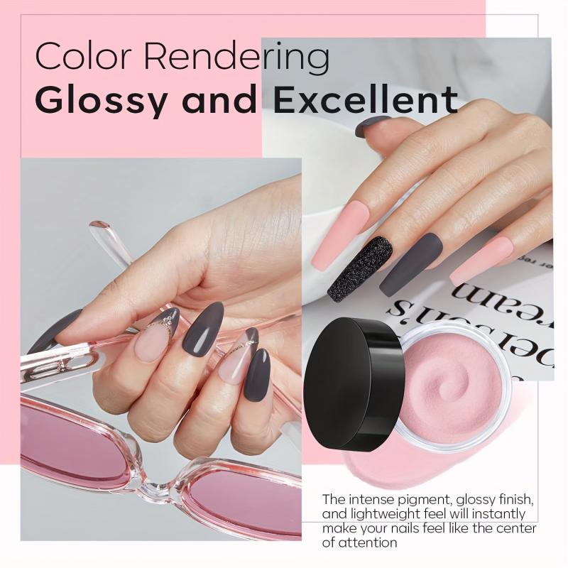 Dip Powder Nail Kit 4 Colors Gray Pink Glitter Dip Nail Powder Starter Set