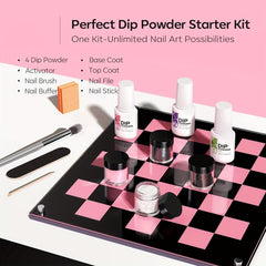 Dip Powder Nail Kit 4 Colors Gray Pink Glitter Dip Nail Powder Starter Set