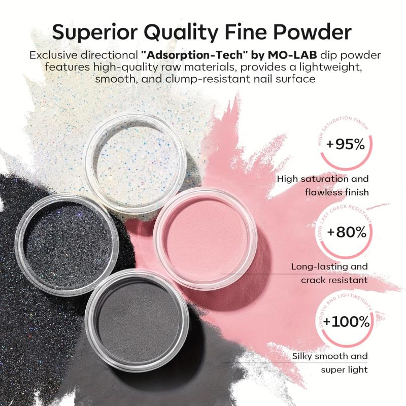 Dip Powder Nail Kit 4 Colors Gray Pink Glitter Dip Nail Powder Starter Set
