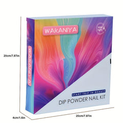 Glitter Purple Pink Nail Dip Powder Kit 8 Colors Set With Liquids & Remover Pads