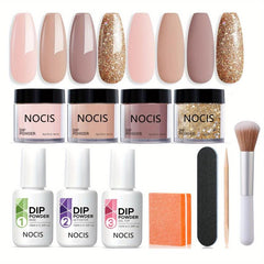 Dip Powder Nail Kit Set 4 Colors Nude Pink Glitter Acrylic Dipping Powder