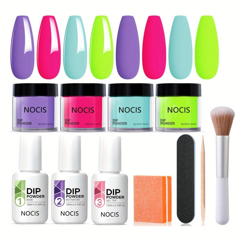 Dip Powder Nail Kit Set 4 Colors Nude Pink Glitter Acrylic Dipping Powder