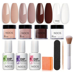 Dip Powder Nail Kit Set 4 Colors Nude Pink Glitter Acrylic Dipping Powder