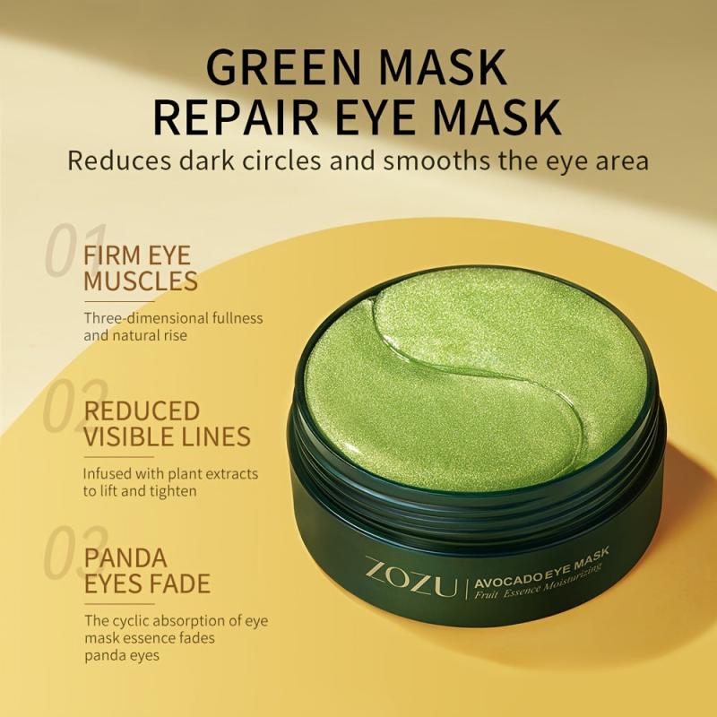 60pcs Avocado Golden Eye Mask Hydrating Moisturizing Fade Dark Circles Wrinkle