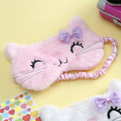 Cat Eye Cover Anime Sleep Mask Plush Travel Rest Sleeping Aid Eyepatch