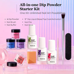 Temperature Changing Dip Powder Nail Kit - 4 Red Glitter Colors