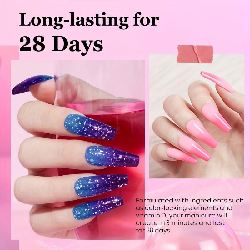 Temperature Changing Dip Powder Nail Kit - 4 Red Glitter Colors