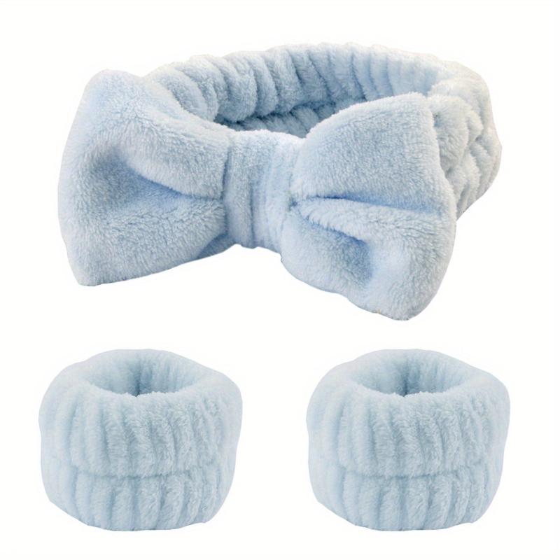 3 pack Microfiber Coral Fleece Headband and Wristband Set for Women