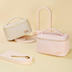 Waterproof Makeup Bag with Handle and Letter Patch - Travel Organizer