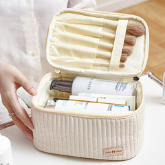 Waterproof Makeup Bag with Handle and Letter Patch - Travel Organizer