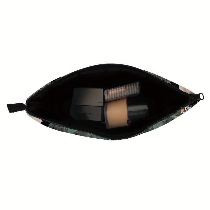 Waterproof Mushroom Print Makeup Bag Portable Cosmetic Case for Travel and Toile