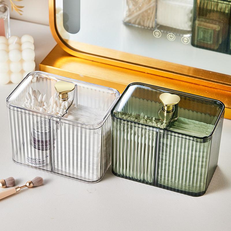 Clear Makeup Organizer Dustproof Storage Box for Cotton Swabs & Pads