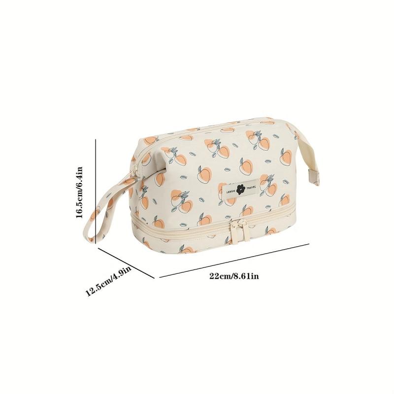 Large Capacity Double Layer Toiletry Bag with Brush Pouch