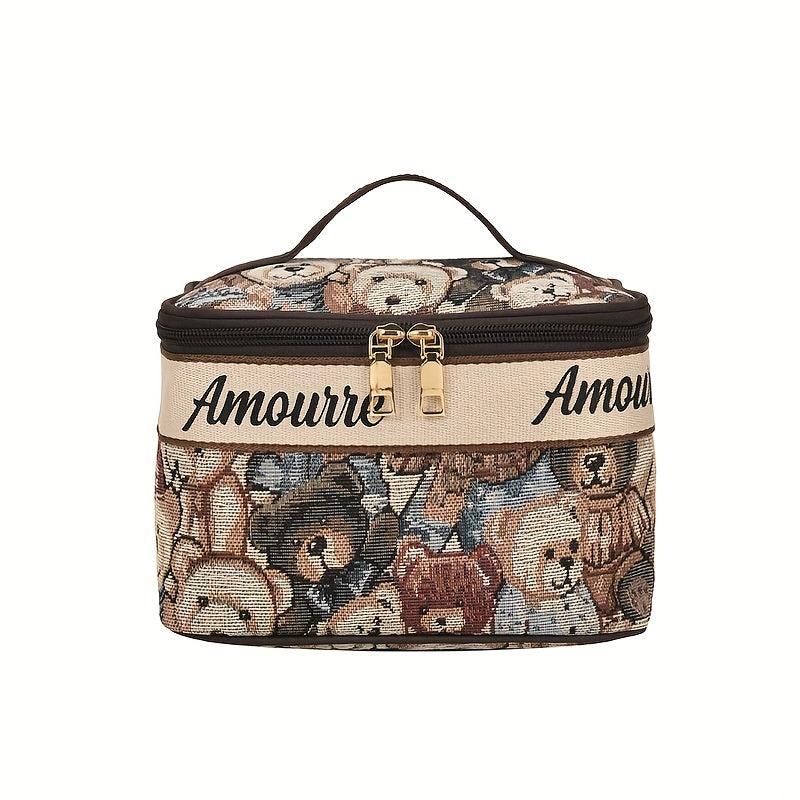 Adorable Bear Zipper Bag Large Capacity Toiletry Wash Travel Makeup Handle