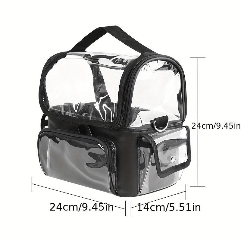 Makeup Brush Organizer Clear Case with Strap & Dividers