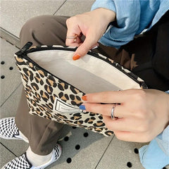 Leopard Print Makeup Bag Vintage Cosmetic Bag Makeup Organizer Purse