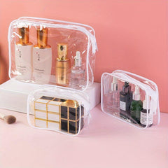 3pcs Waterproof Clear Toiletry Bag Travel Accessories PVC Makeup Bags
