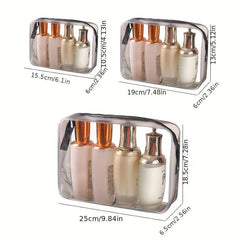 3pcs Waterproof Clear Toiletry Bag Travel Accessories PVC Makeup Bags