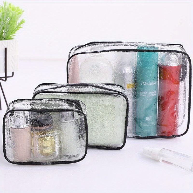3pcs Waterproof Clear Toiletry Bag Travel Accessories PVC Makeup Bags