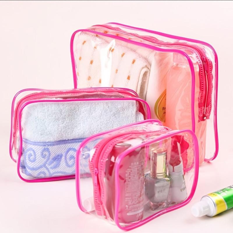 3pcs Waterproof Clear Toiletry Bag Travel Accessories PVC Makeup Bags