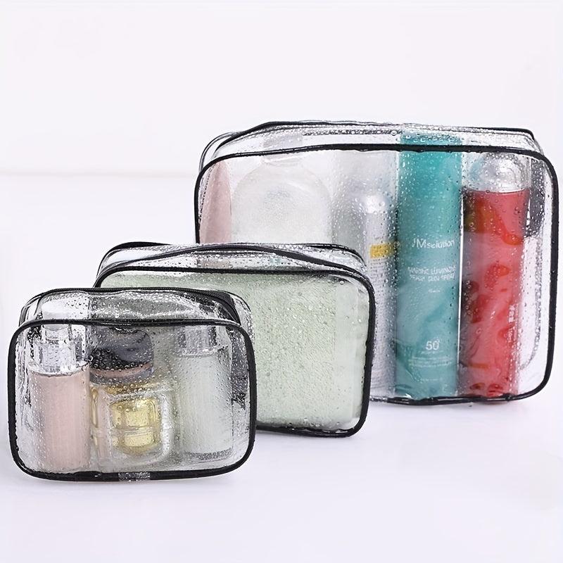 3pcs Waterproof Clear Toiletry Bag Travel Accessories PVC Makeup Bags