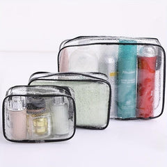 3pcs Waterproof Clear Toiletry Bag Travel Accessories PVC Makeup Bags
