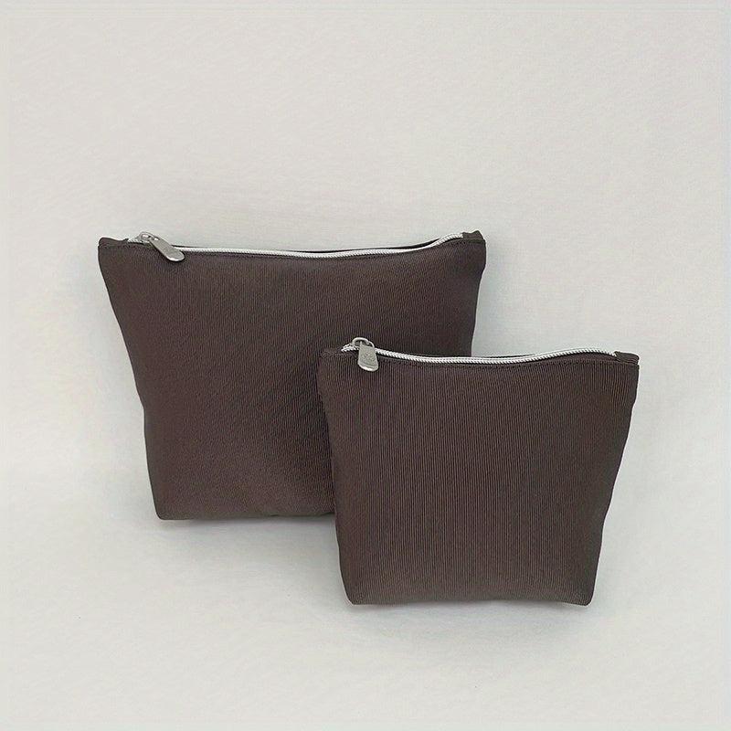 2pcs Travel Makeup Pouch Set Water Resistant Solid Style Zipper Bag Girls Women