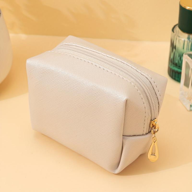 Mini PU Shell Makeup Bag Roomy Cosmetic Pouch For Purse Travel Zipper Pouch