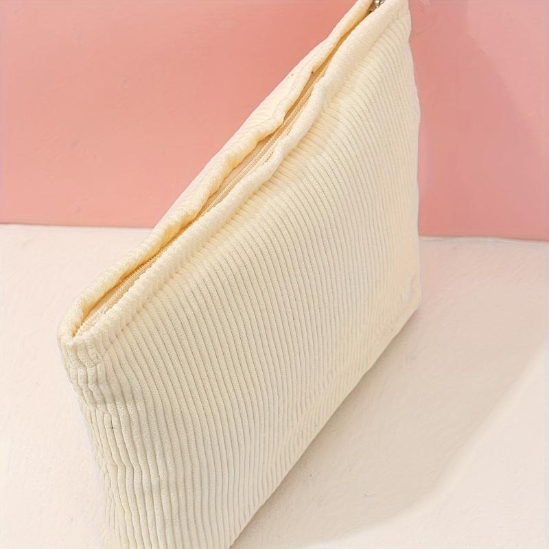 Solid Corduroy Makeup Bag for Traveling