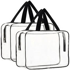 2Pcs Clear Makeup Organizer Bag Portable Plastic Tote Bags Handle Waterproof
