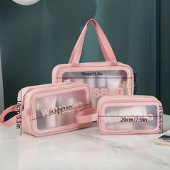 PU Makeup Bag Transparent Frosted Zipper PVC Waterproof Toiletry Bag