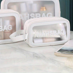 PU Makeup Bag Transparent Frosted Zipper PVC Waterproof Toiletry Bag