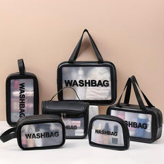 PU Makeup Bag Transparent Frosted Zipper PVC Waterproof Toiletry Bag