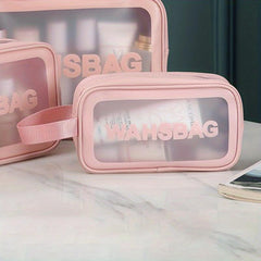 PU Makeup Bag Transparent Frosted Zipper PVC Waterproof Toiletry Bag