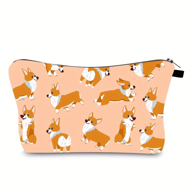Corgi Dog Print Makeup Case Zipper Makeup Bags Animal Prints Cosmetic Organizer