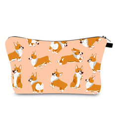 Corgi Dog Print Makeup Case Zipper Makeup Bags Animal Prints Cosmetic Organizer